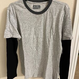 Eddie Bauer Gray and Black Long Sleeve Tee